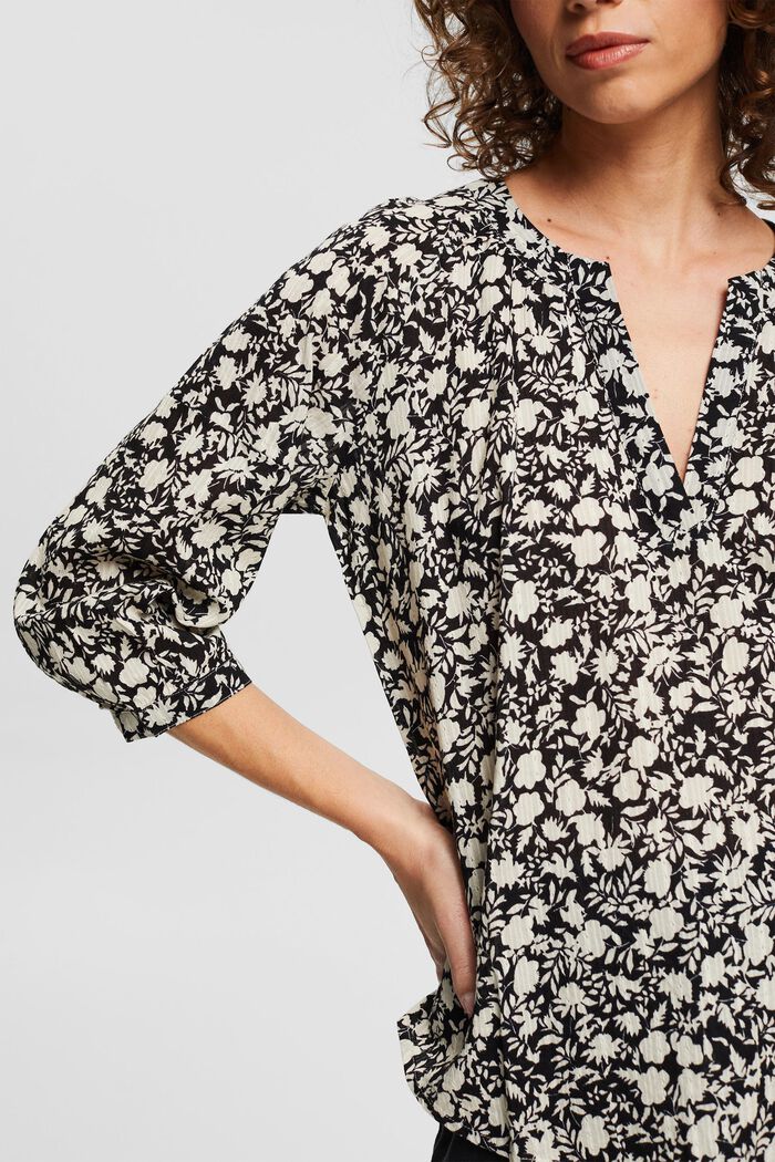 Patterned blouse with 3/4 sleeves, BLACK, detail image number 2