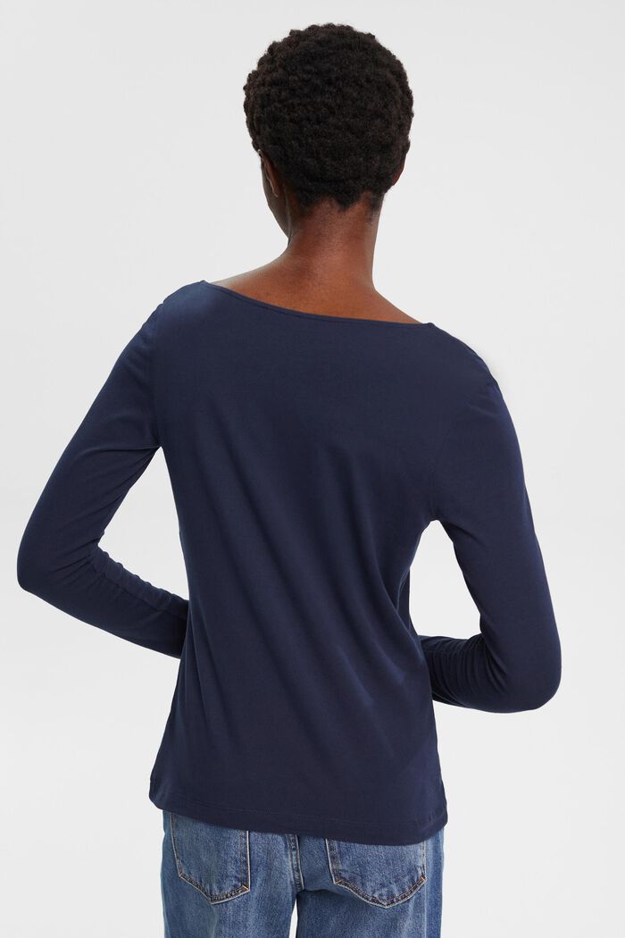Long-sleeved top with asymmetric neckline, NAVY, detail image number 3