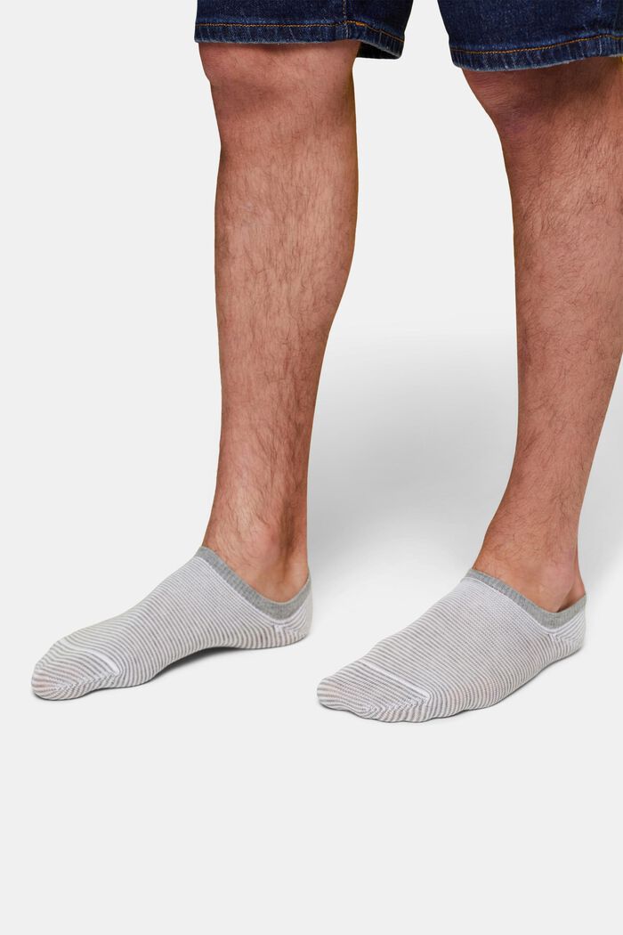 2-Pack Striped Ankle Socks, WHITE/GREY, detail image number 1