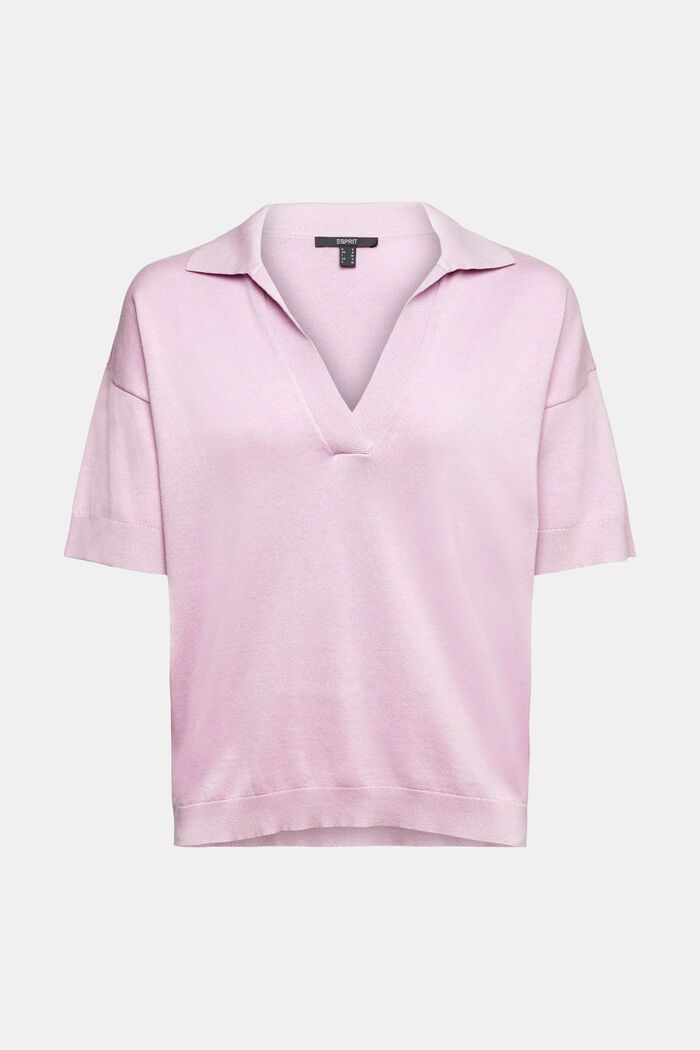Short sleeve jumper with polo shirt collar, LILAC, detail image number 2