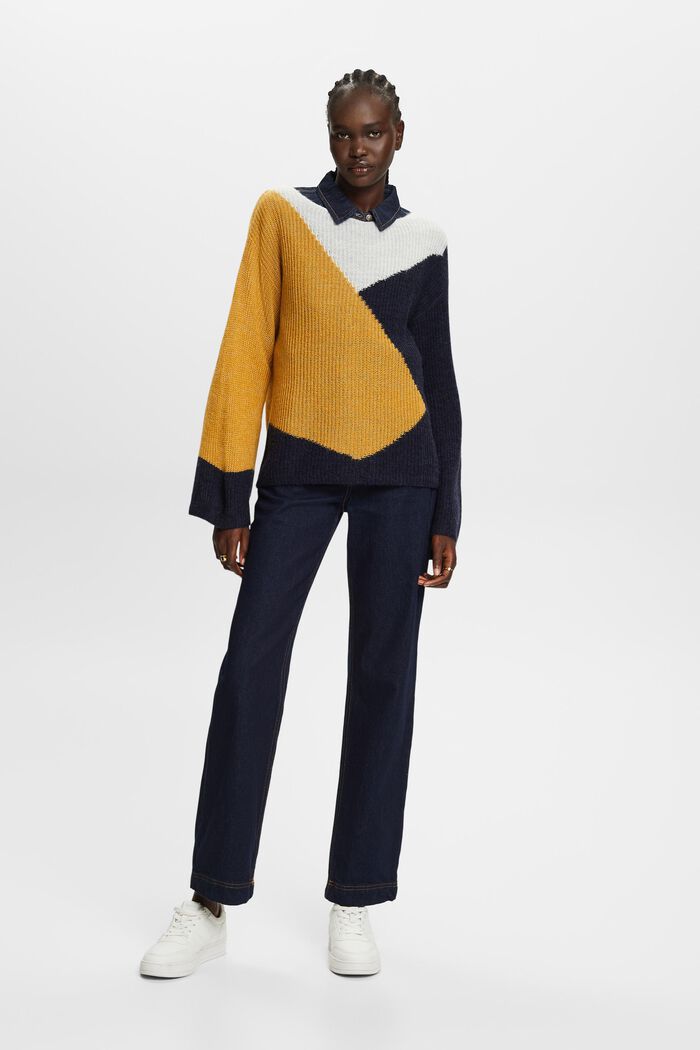 Colourblock jumper, wool blend, BRASS YELLOW, detail image number 4