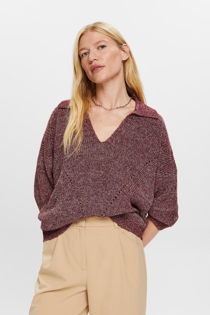 ESPRIT - Polo neck jumper, cotton blend at our online shop