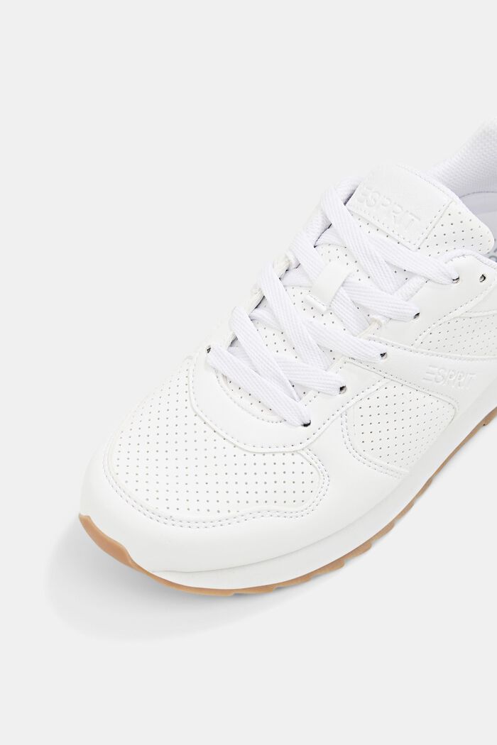 Mixed material trainers in faux leather, WHITE, detail image number 3