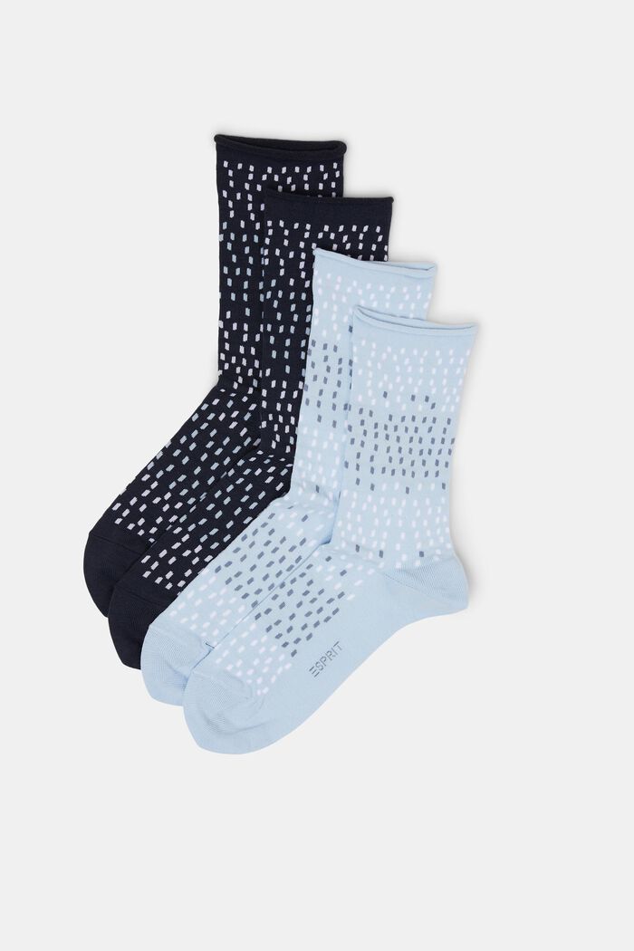 2-pack of dot pattern socks, organic cotton, LIGHT BLUE/NAVY, detail image number 0