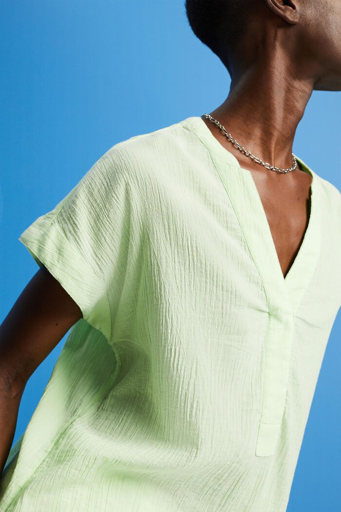 Textured cotton blouse, CITRUS GREEN, detail image number 2