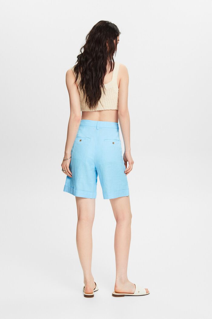 Linen Cuffed Shorts, LIGHT TURQUOISE, detail image number 2