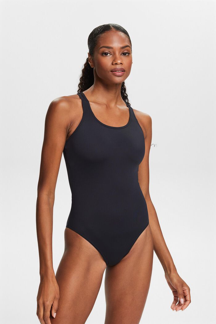 Made of recycled material: unpadded swimsuit, BLACK, detail image number 0