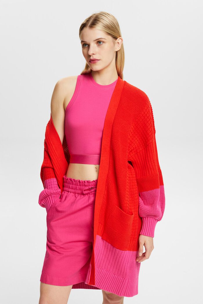Structured Knit Cardigan, RED, detail image number 0