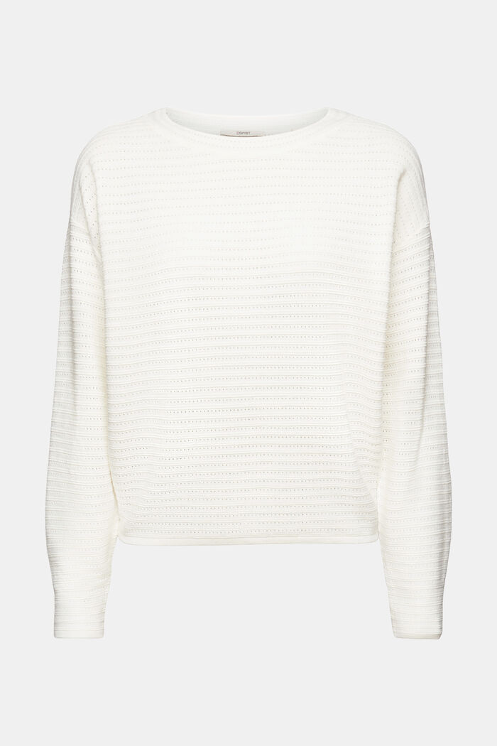 Mixed Knit Striped Sweater, OFF WHITE, detail image number 5