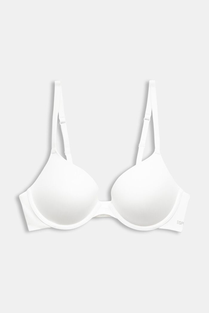 Logo Padded Underwired Push-Up Bra, OFF WHITE, detail image number 4