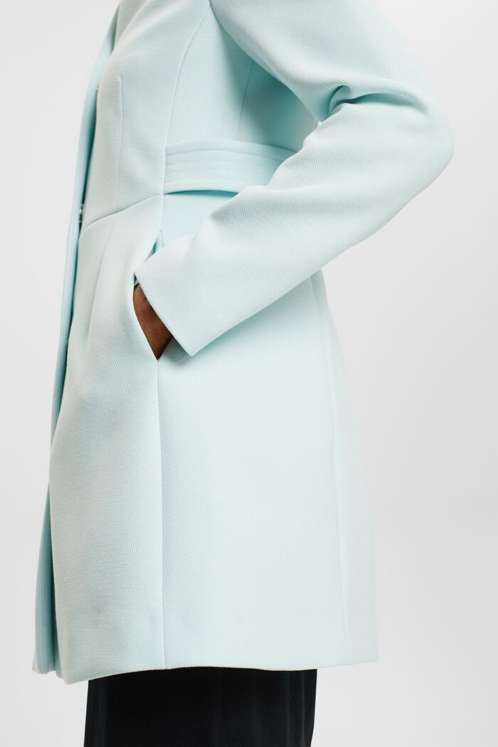 Waisted coat with inverted lapel collar, LIGHT AQUA GREEN, detail image number 4