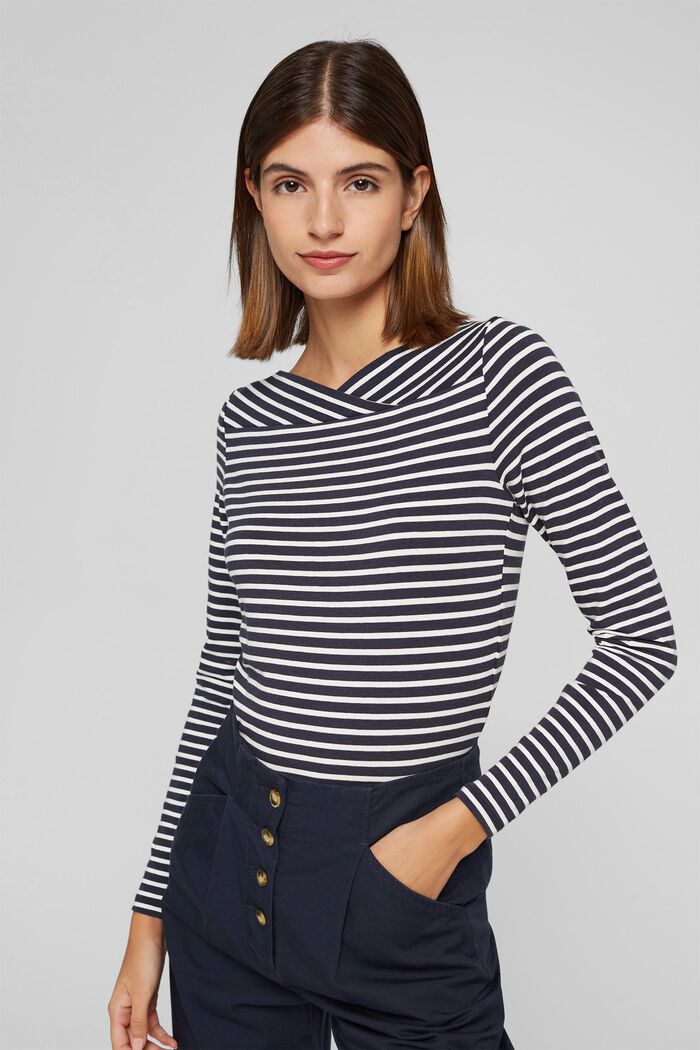 In a TENCEL™/ modal blend: Striped shirt, NAVY, detail image number 5