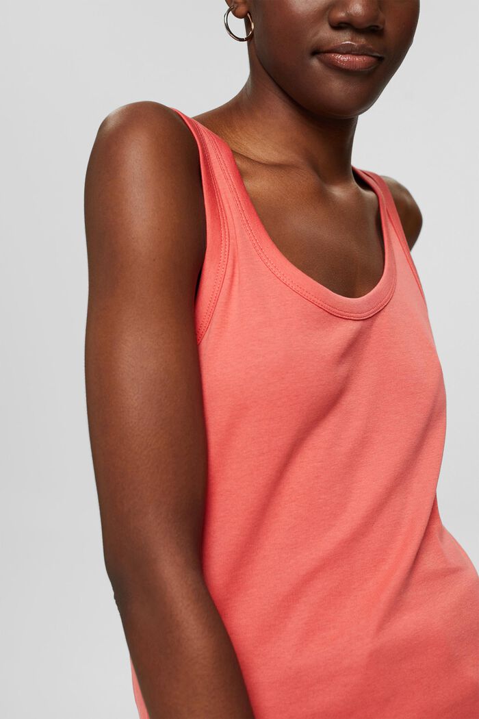Organic cotton sleeveless top, CORAL, detail image number 0