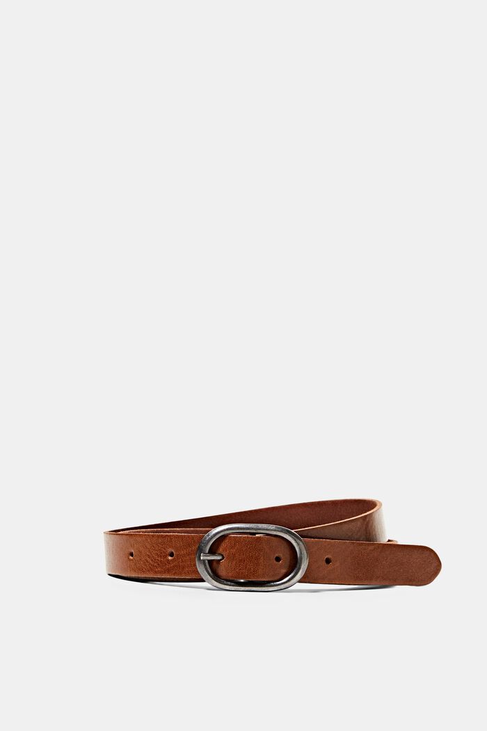 Narrow leather belt, RUST BROWN, detail image number 0