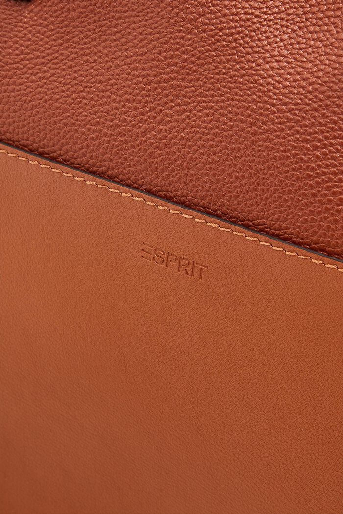 Faux leather shopper, RUST BROWN, detail image number 2