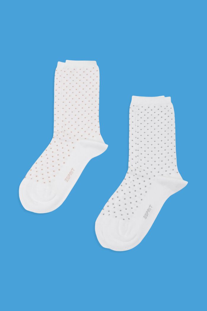 2-Pack Polka Dot Socks, Organic Cotton, OFF WHITE, detail image number 0