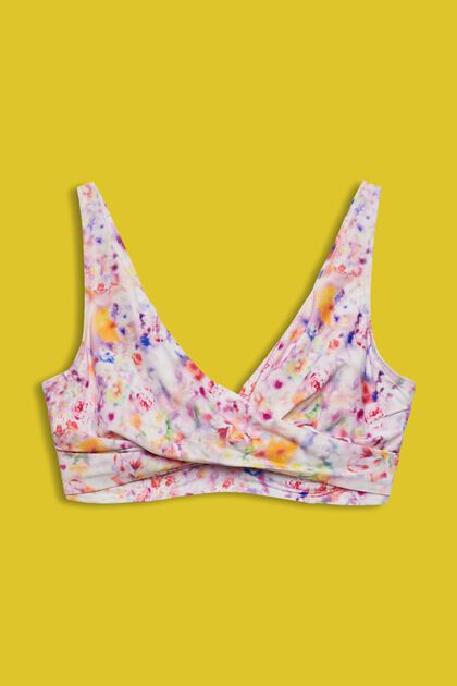 Bikini top with floral print for big cups