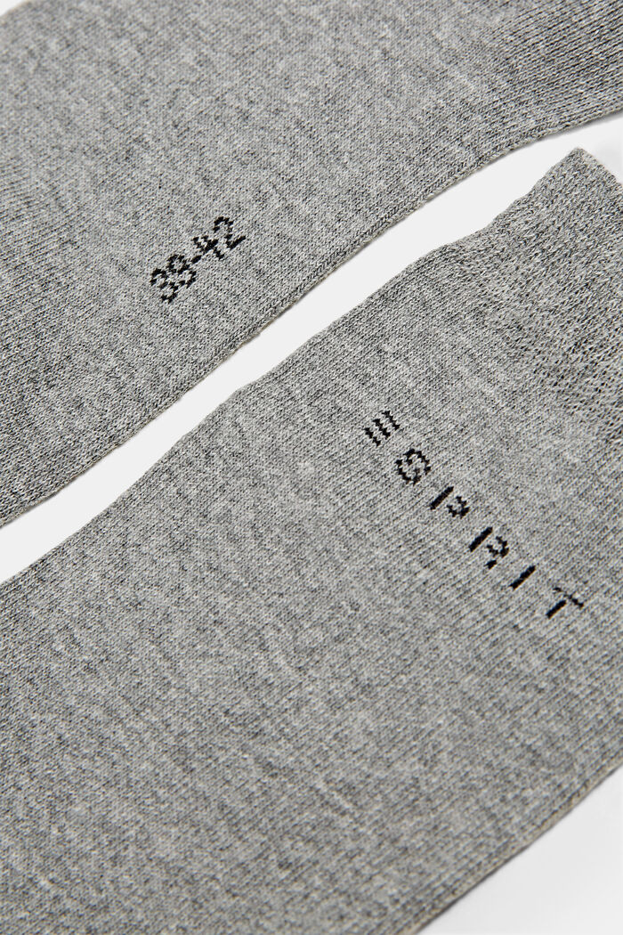 2-pack of socks with knitted logo, organic cotton, LIGHT GREY MELANGE, detail image number 1