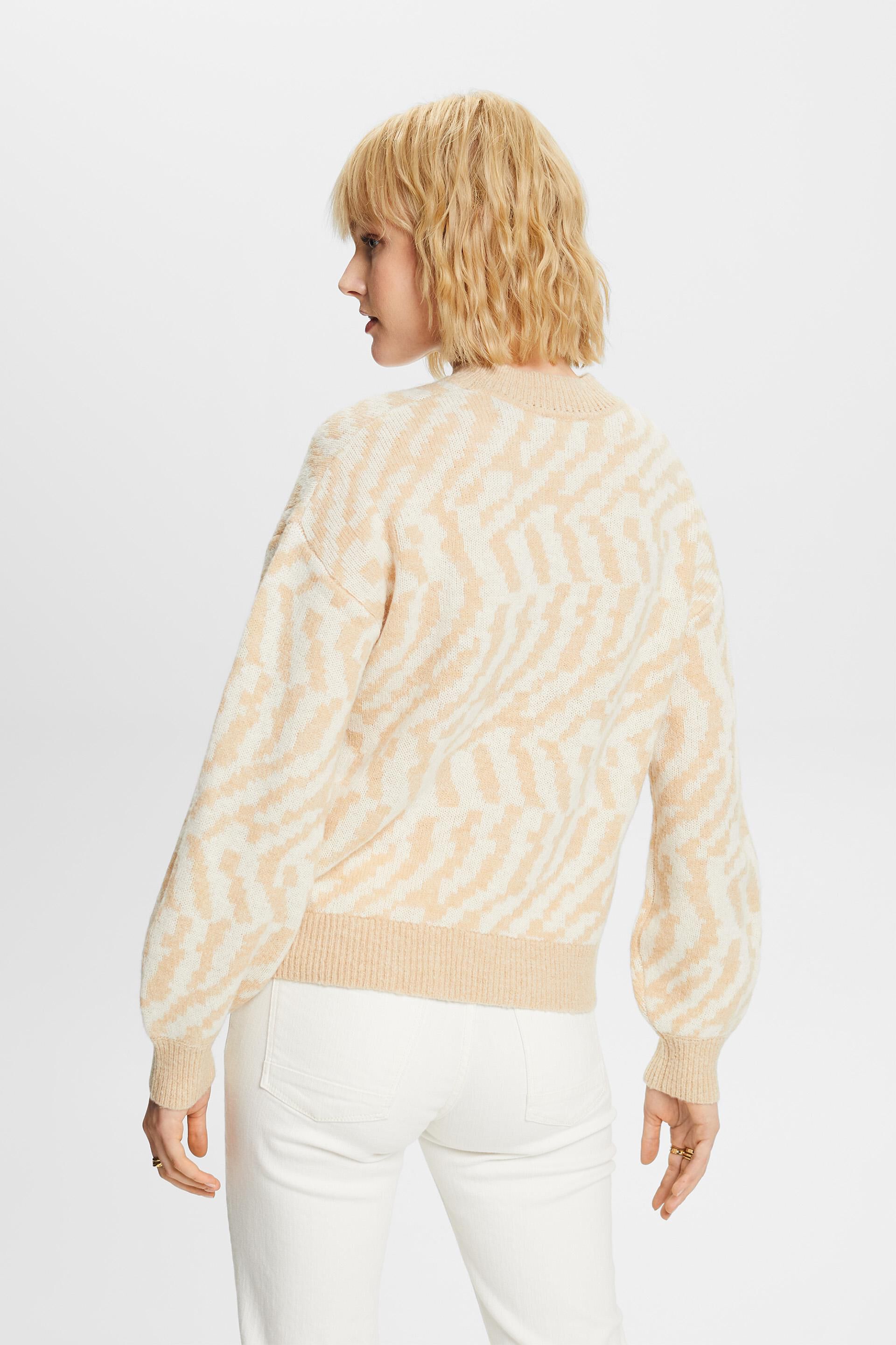 ESPRIT - Short-sleeved jacquard rib sweater at our online shop