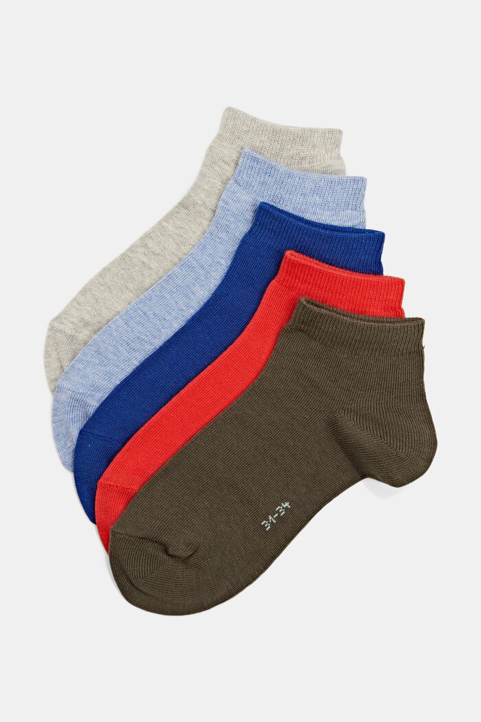 Pack of 5 pairs of plain-coloured socks, in an organic cotton blend, GREEN COLORWAY, detail image number 0