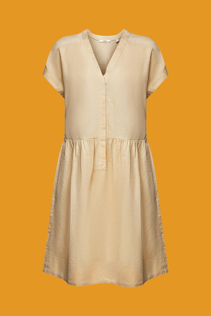 Cotton Linen Shirt Dress, SAND, detail image number 6