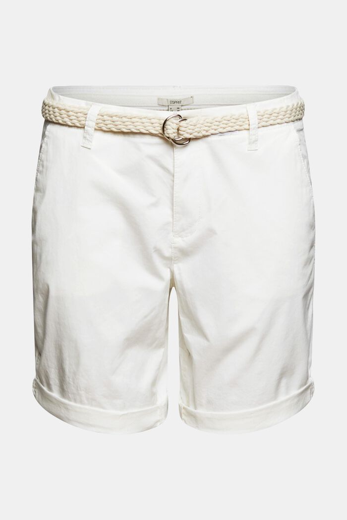 Shorts with woven belt, WHITE, detail image number 2