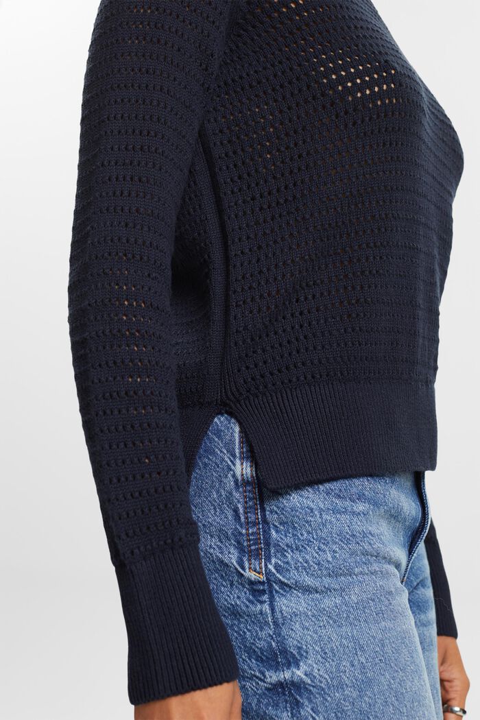Mesh Sweater, NAVY, detail image number 3