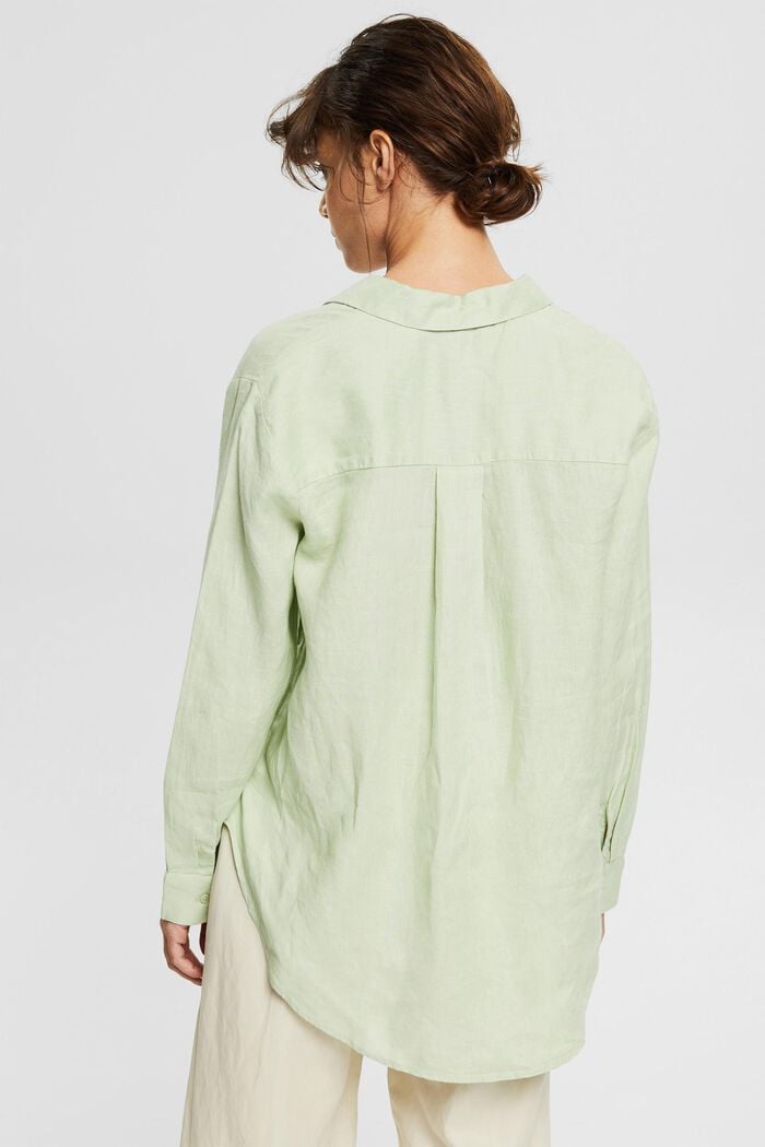 Blouse made of 100% linen, PASTEL GREEN, detail image number 3