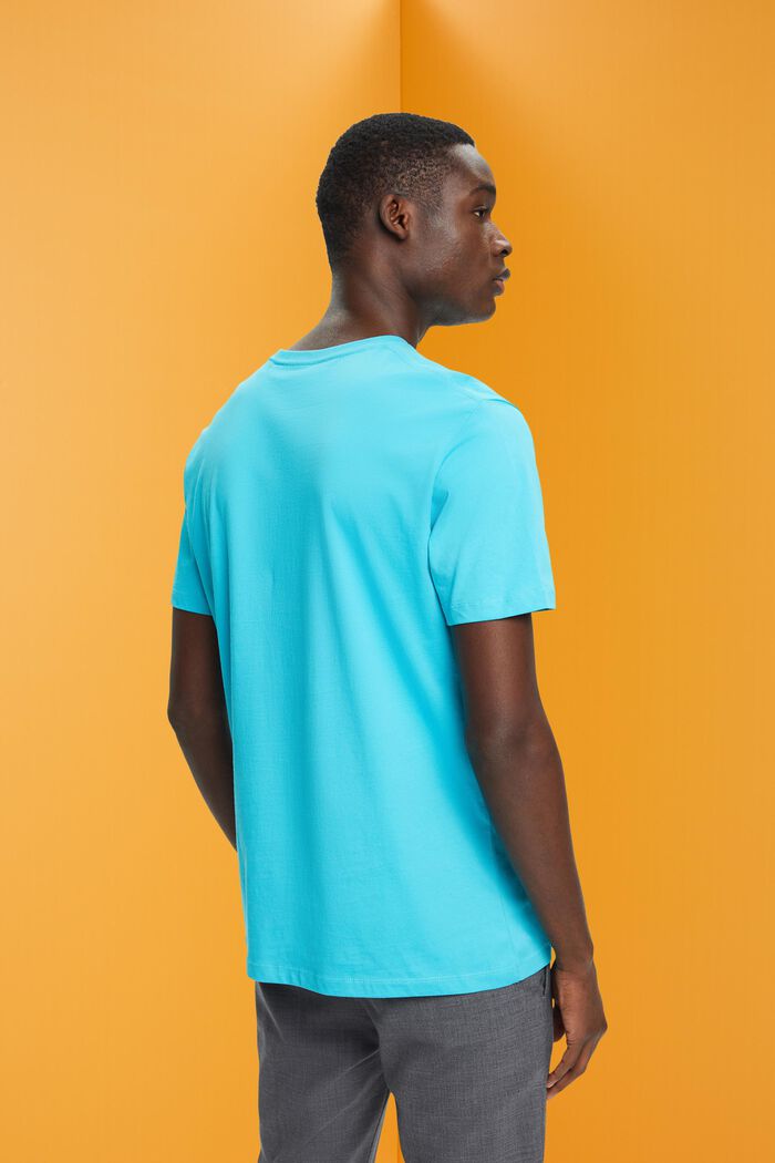 Cotton t-shirt with front print, AQUA GREEN, detail image number 3