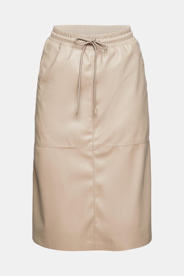 Knee-length faux leather skirt, LIGHT TAUPE, detail image number 8