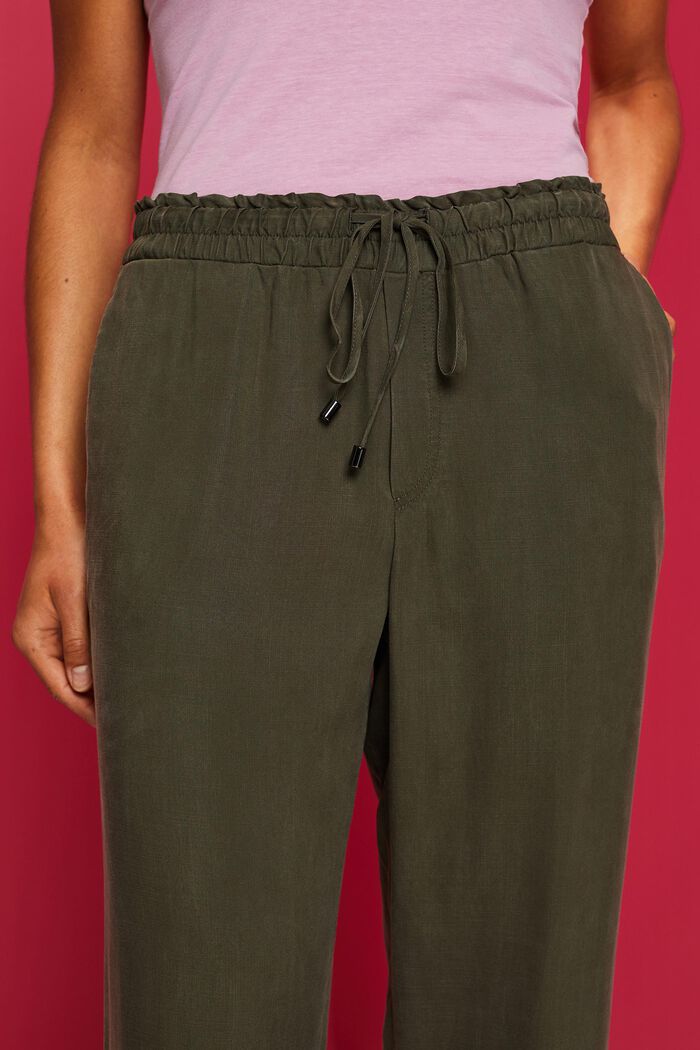 Trousers with an elasticated waistband, DARK KHAKI, detail image number 2