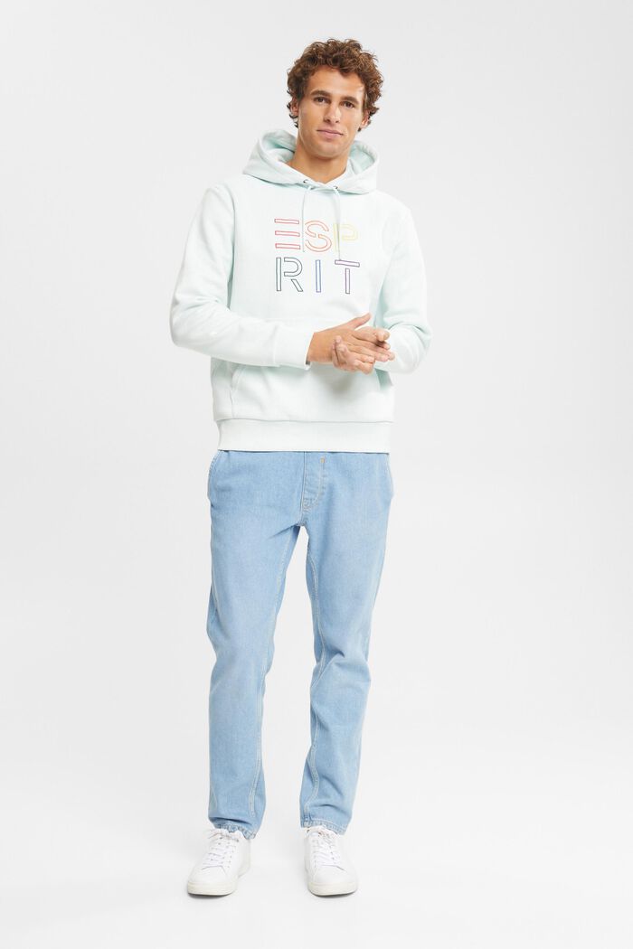 Made of recycled material: hoodie with logo embroidery, PASTEL BLUE, detail image number 4