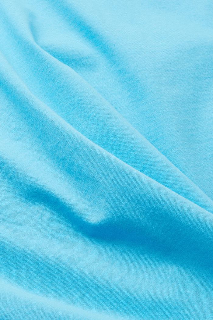 Cotton t-shirt with contrasting stripe, TURQUOISE, detail image number 4