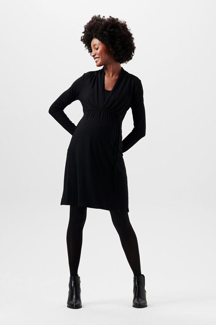 Long-sleeved jersey dress, LENZING™ ECOVERO™, BLACK INK, detail image number 0