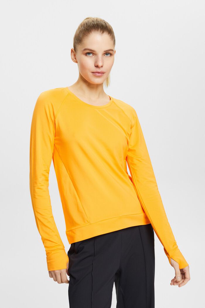 Long-sleeved sports top with E-Dry, GOLDEN ORANGE, detail image number 0