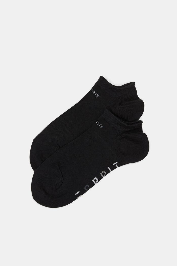 Double pack of trainer socks with a logo, BLACK, detail image number 0