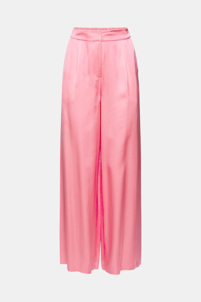 Flowing satin trousers with a wide leg