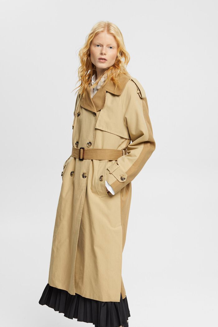 Panelled trench coat, SAND, detail image number 0