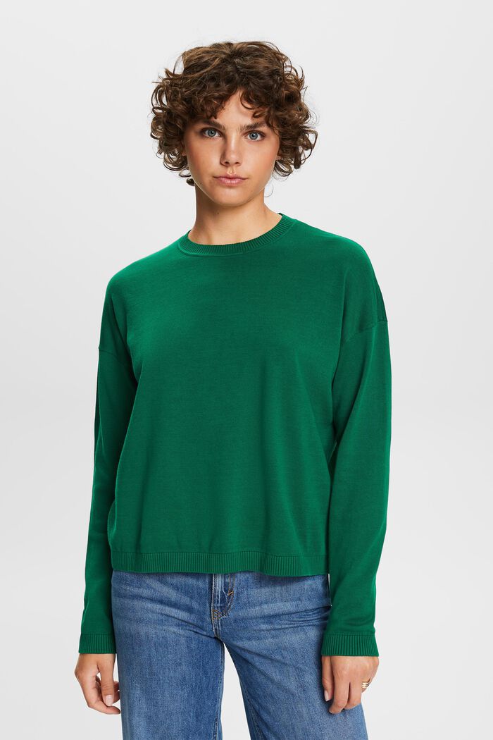 Oversized jumper, 100% cotton, DARK GREEN, detail image number 0