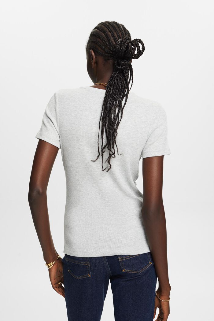 ESPRIT - Ribbed jersey t-shirt, cotton blend at our online shop