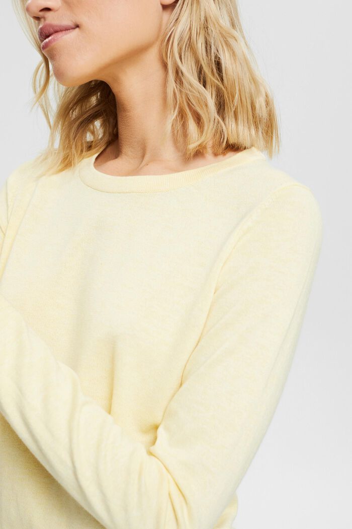 Basic jumper made of blended organic cotton, PASTEL YELLOW, detail image number 0