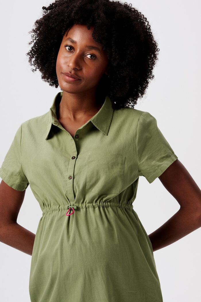 MATERNITY Nursing Shirt Dress, OLIVE GREEN, detail image number 2