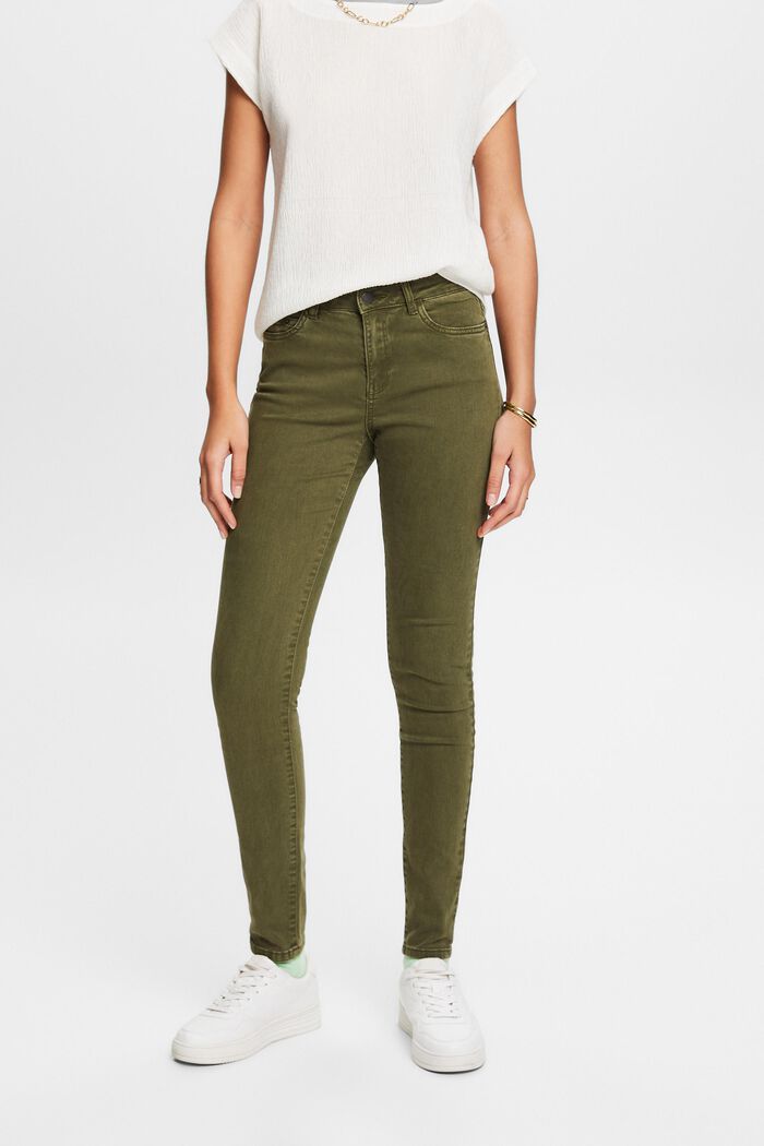 Stretch trousers with organic cotton, KHAKI GREEN, detail image number 0