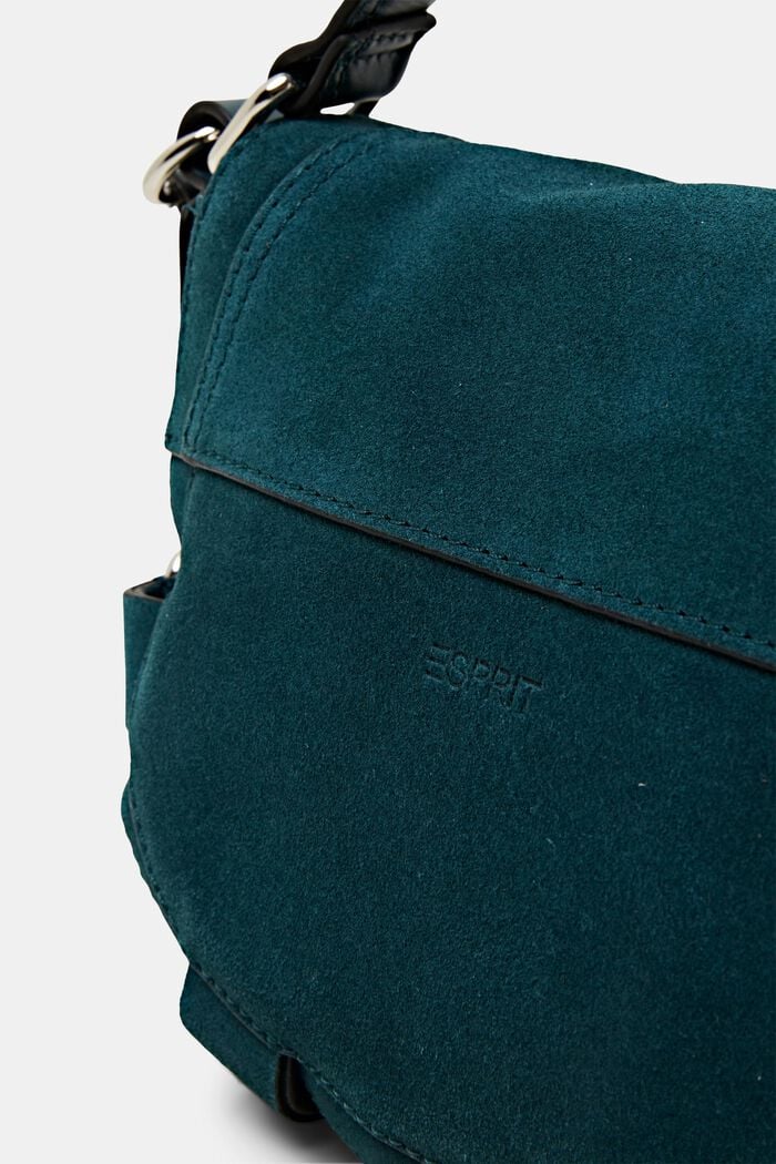 Suede saddle bag with decorative straps, TEAL GREEN, detail image number 1