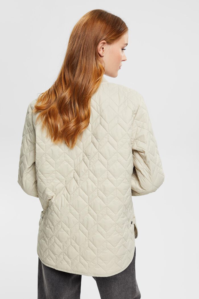 Quilted jacket with rib knit collar, LIGHT TAUPE, detail image number 3