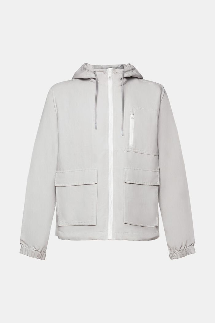 Transitional jacket with a hood, linen blend, LIGHT GREY, detail image number 6
