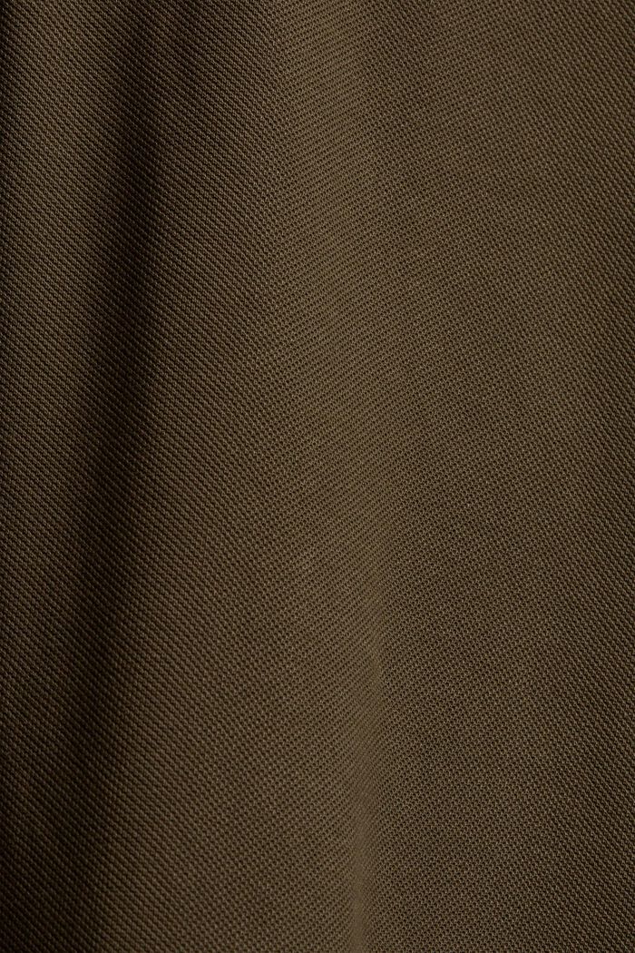 Piqué long sleeve polo shirt, organic cotton, DARK KHAKI, detail image number 5