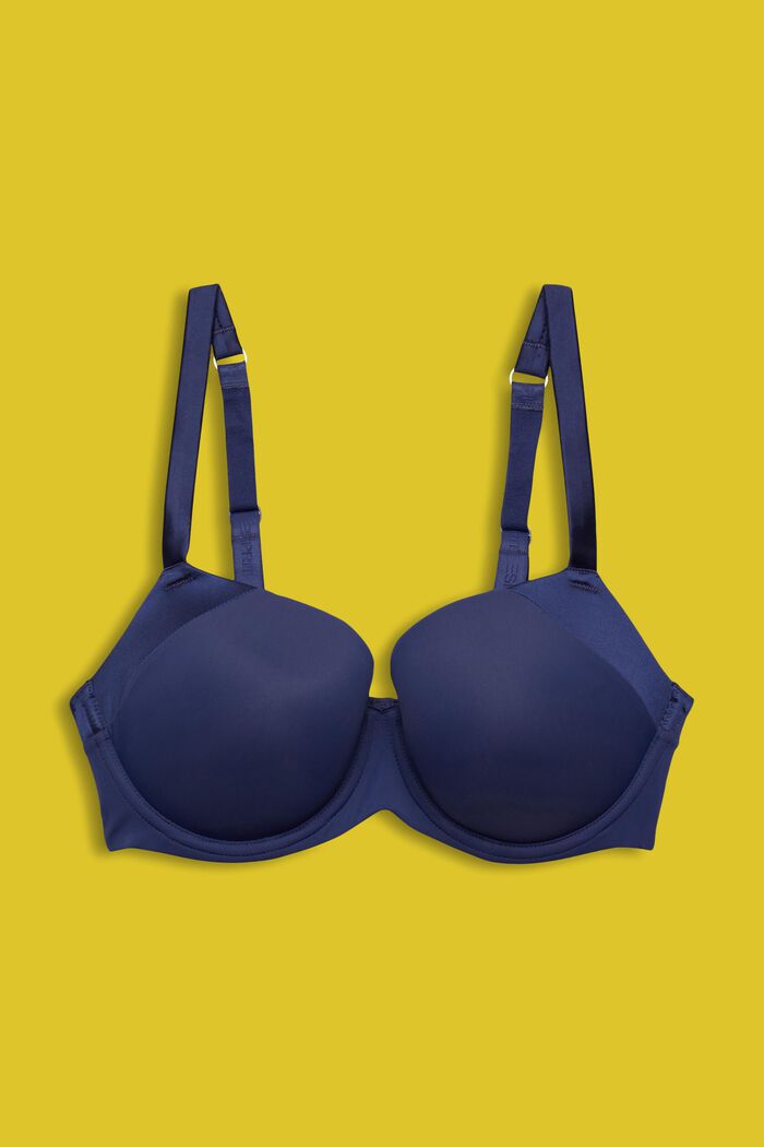 Shiny block, padded and underwired bra, DARK BLUE, detail image number 1