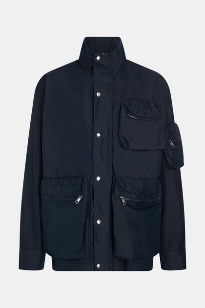 Made of recycled material: jacket with pockets, NAVY, overview