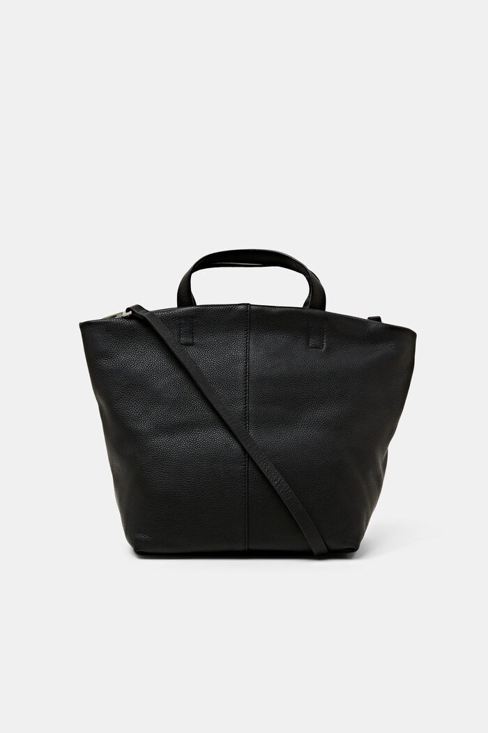 Leather Tote Bag, BLACK, detail image number 0